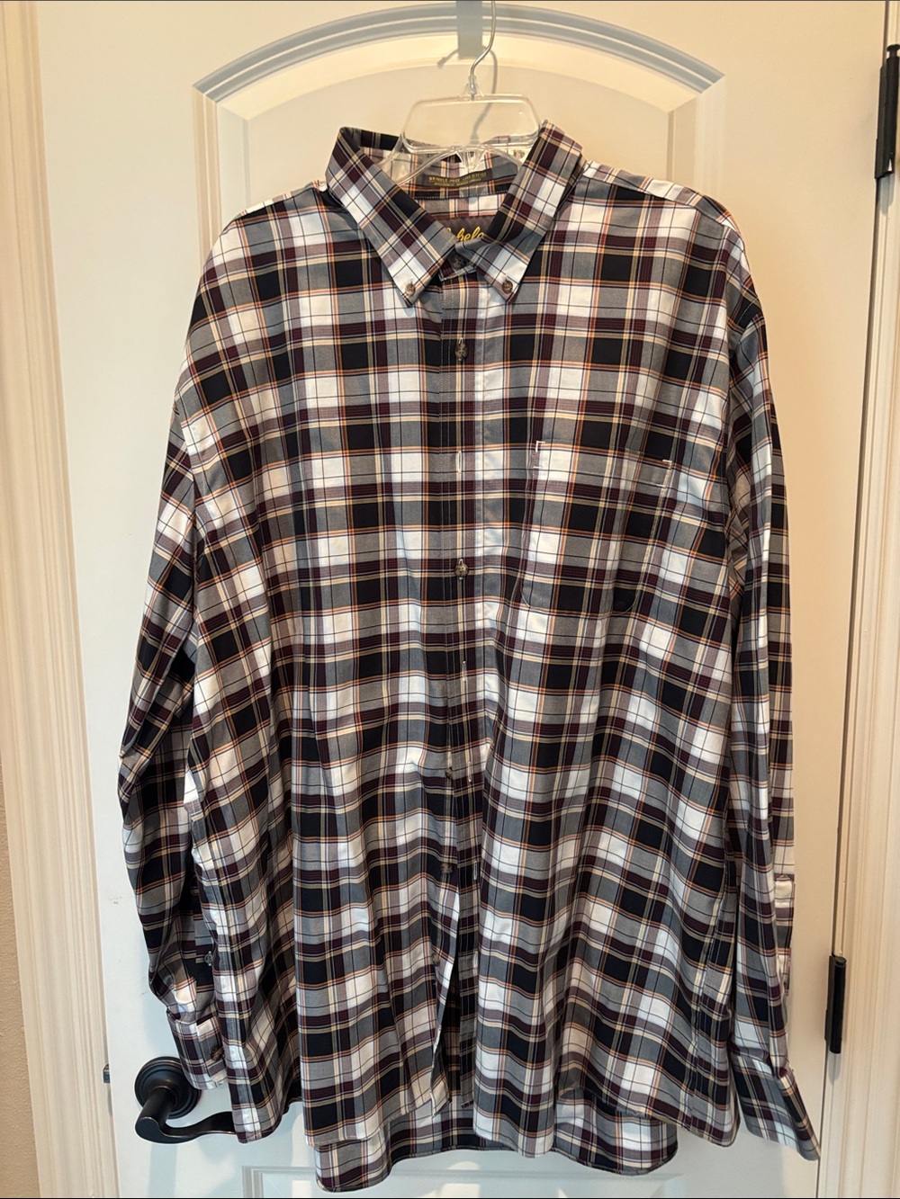 Cabela's Black, White & Brown Plaid Button-Down Shirt